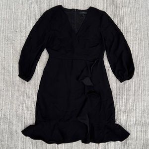 J.CREW Formal Black Dress with Side Ruffle
